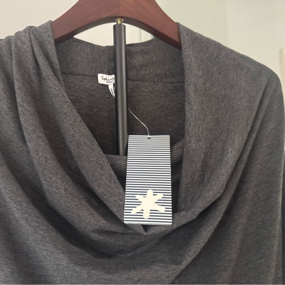 NWT Splendid Charcoal Long Sleeve chic cowlneck  Dress Medium - Picture 7 of 13